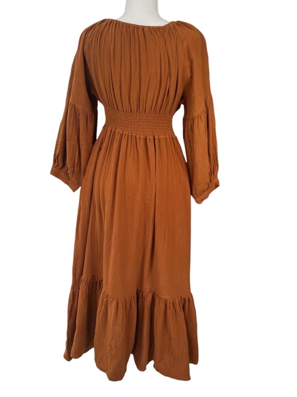 Emme Eliza NWT Maternity and Nursing Dress in Cotton Gauze Cinnamon Size Large - Picture 3 of 7